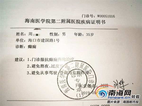 医院诊断证明.(当事人供图)