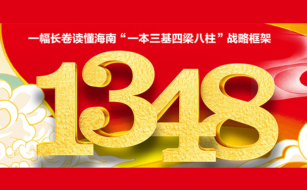 手绘长图｜一幅长卷读懂海南“一本三基四梁八柱”战略框架