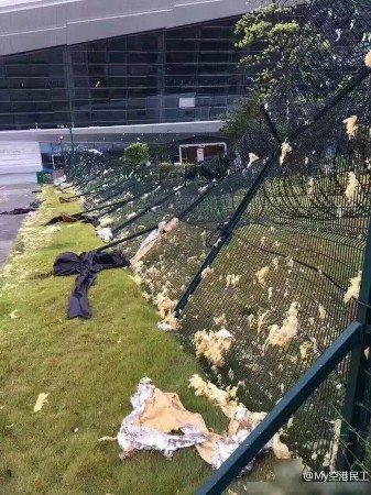 厦门台风风力达15级 把飞机都吹跑了