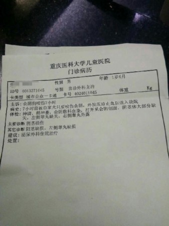 男童的入院病历.受访者供图